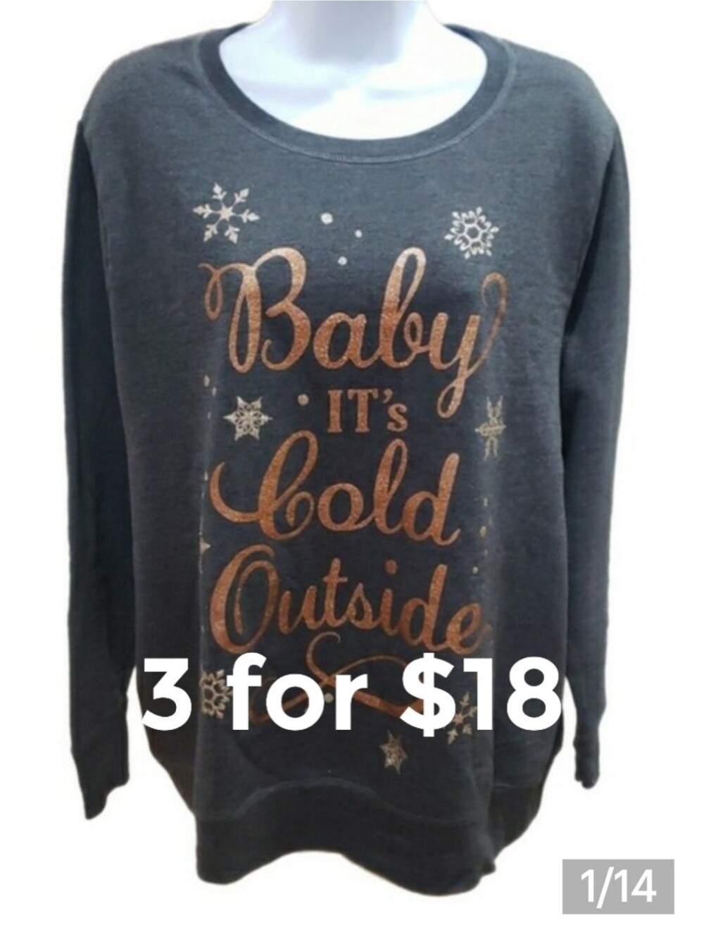 Just My Size, "Baby It's Cold Outside" Crewneck, 2X
